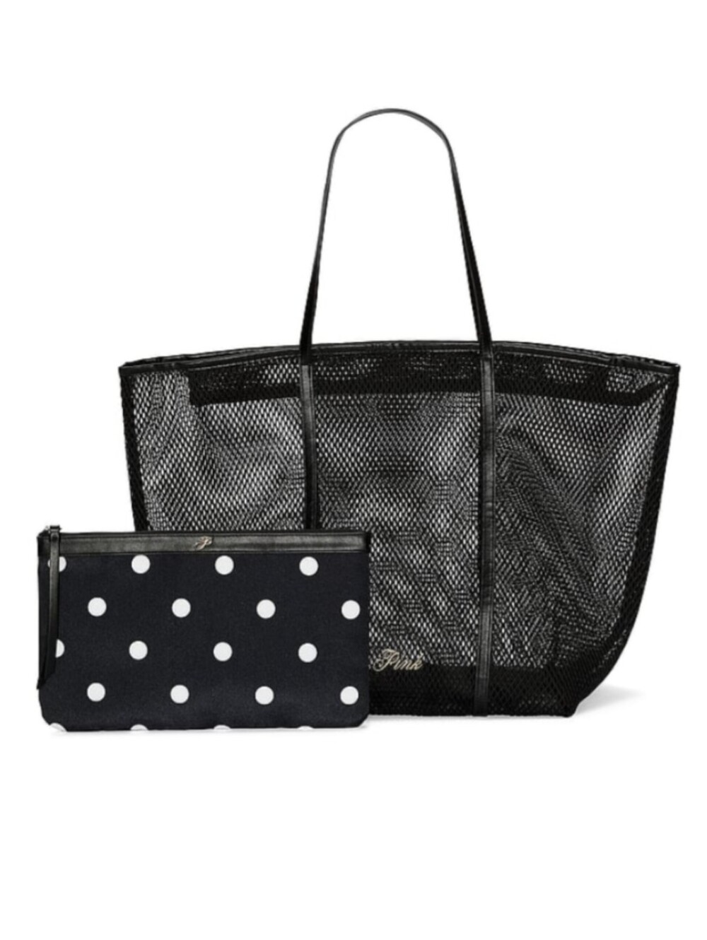 NWT VS Pink Mesh Carryall Tote & Pouch Set